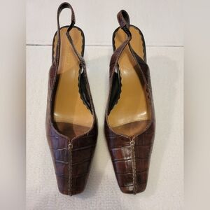 Liz Claiborne Flex 8.5 Brown Leather Slingback Shoe